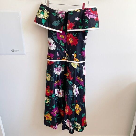 Ann Hobbs For Cattiva Vintage 80s Floral Off Shoulder Maxi Dress Size 8 - Picture 3 of 11